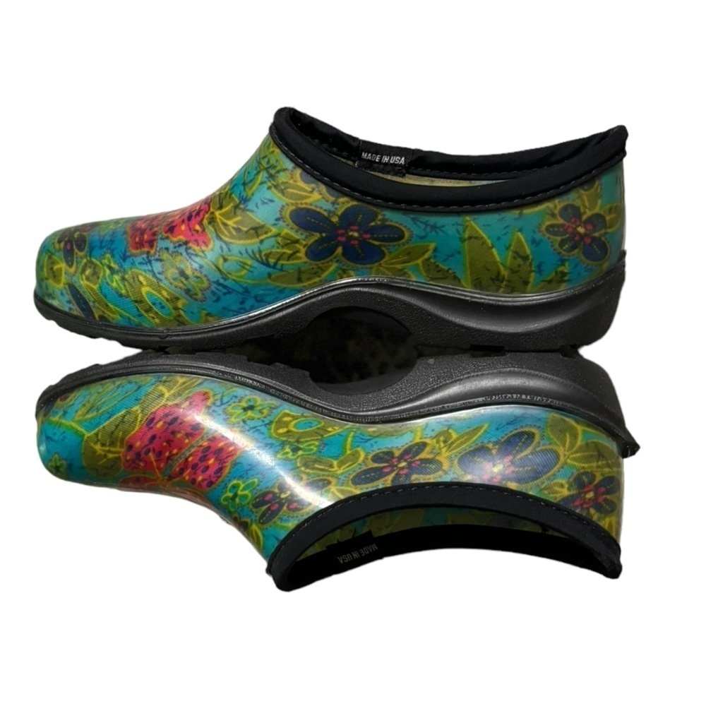 Sloggers Floral Rain Shoes Size 10 Waterproof Slip On Rubber Gardening Shoes - Picture 6 of 13